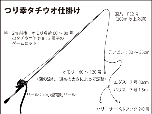 タチウオ 天秤 仕掛け - フィッシング